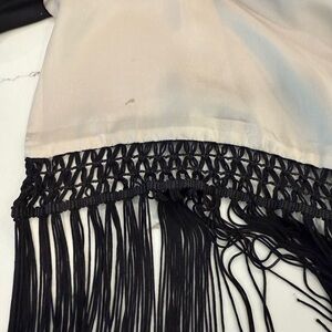 Banana Republic Beige and Black Shawl with Black Fringe